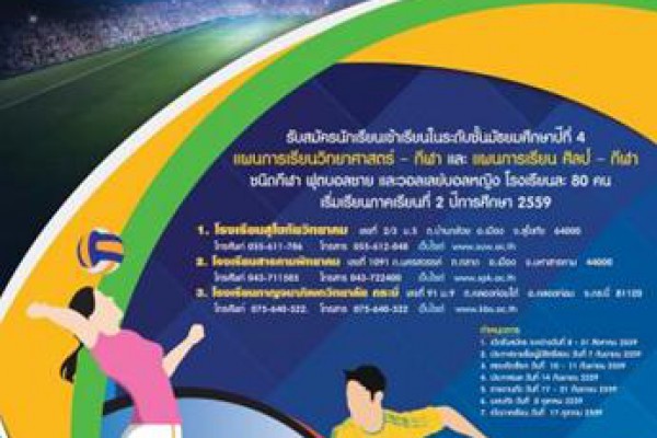 การรับนักเรียนเข้าเรียนในโรงเรียนโครงการห้องเรียนกีฬา
